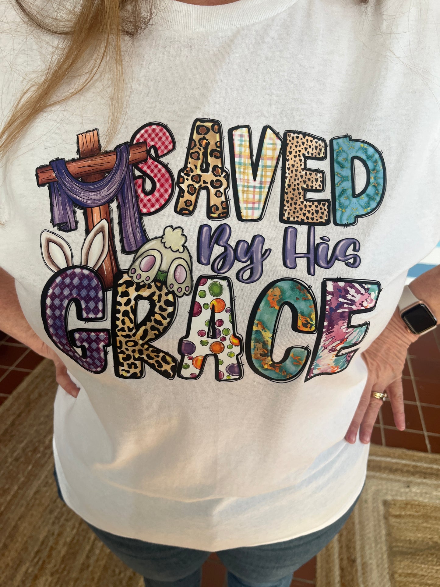 Plus Size Saved By His Grace Graphic T