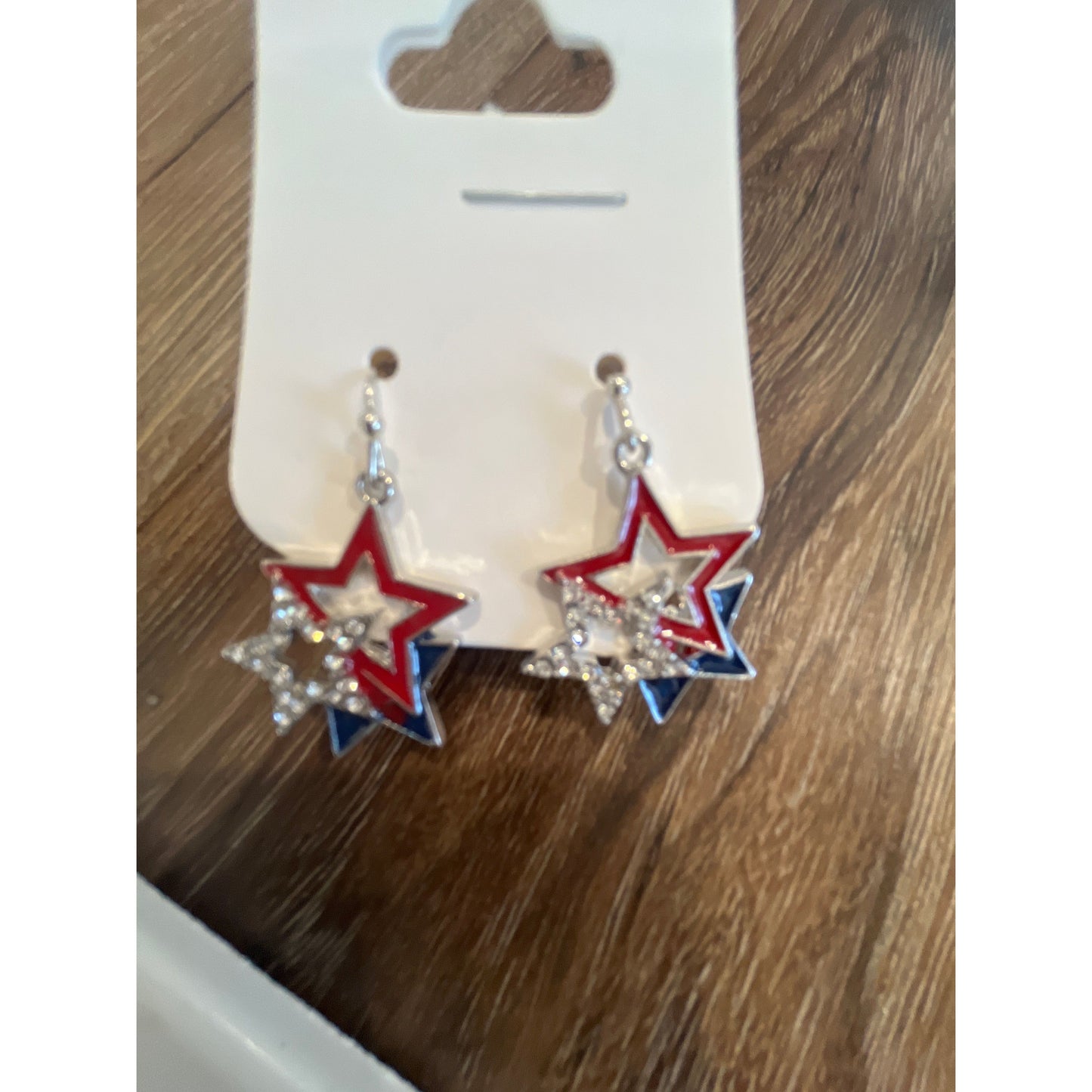 Red, White and Blue Star Dangle Earrings
