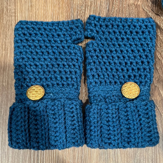 Hand crocheted fingerless gloves