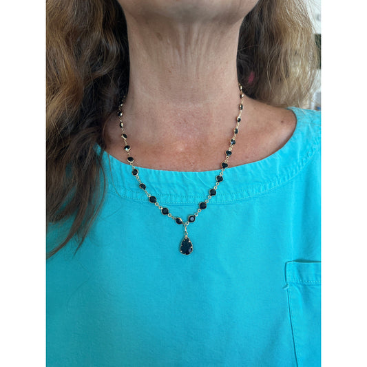 20" Black and Gold Necklace with Pendant