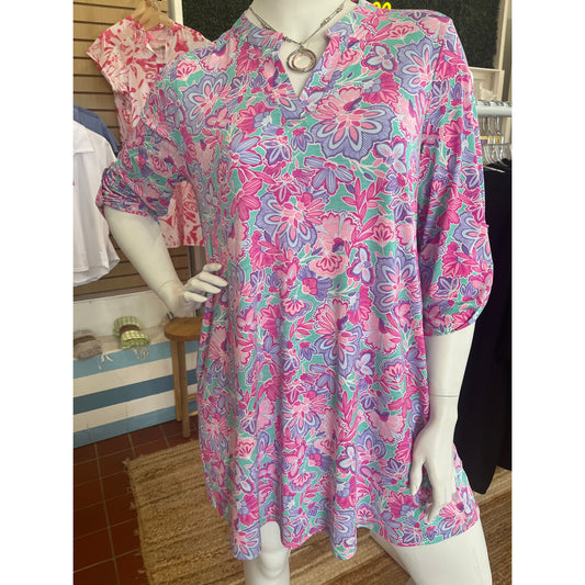 Dear Scarlett Plus Size A Line Dress, available in sizes XL through 3X.  94% Polyester, 6% Spandex.  Multi color.