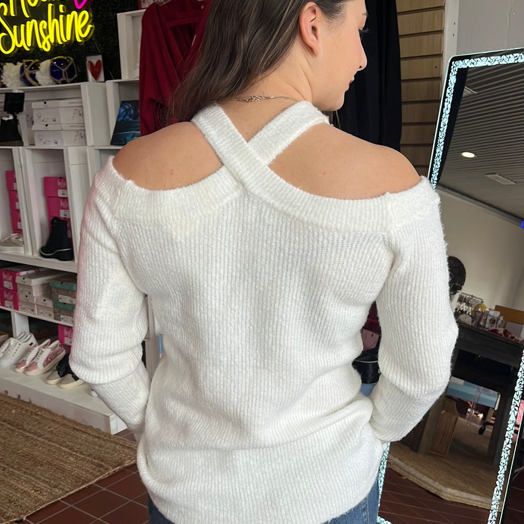 Long sleeve criss cross sweater