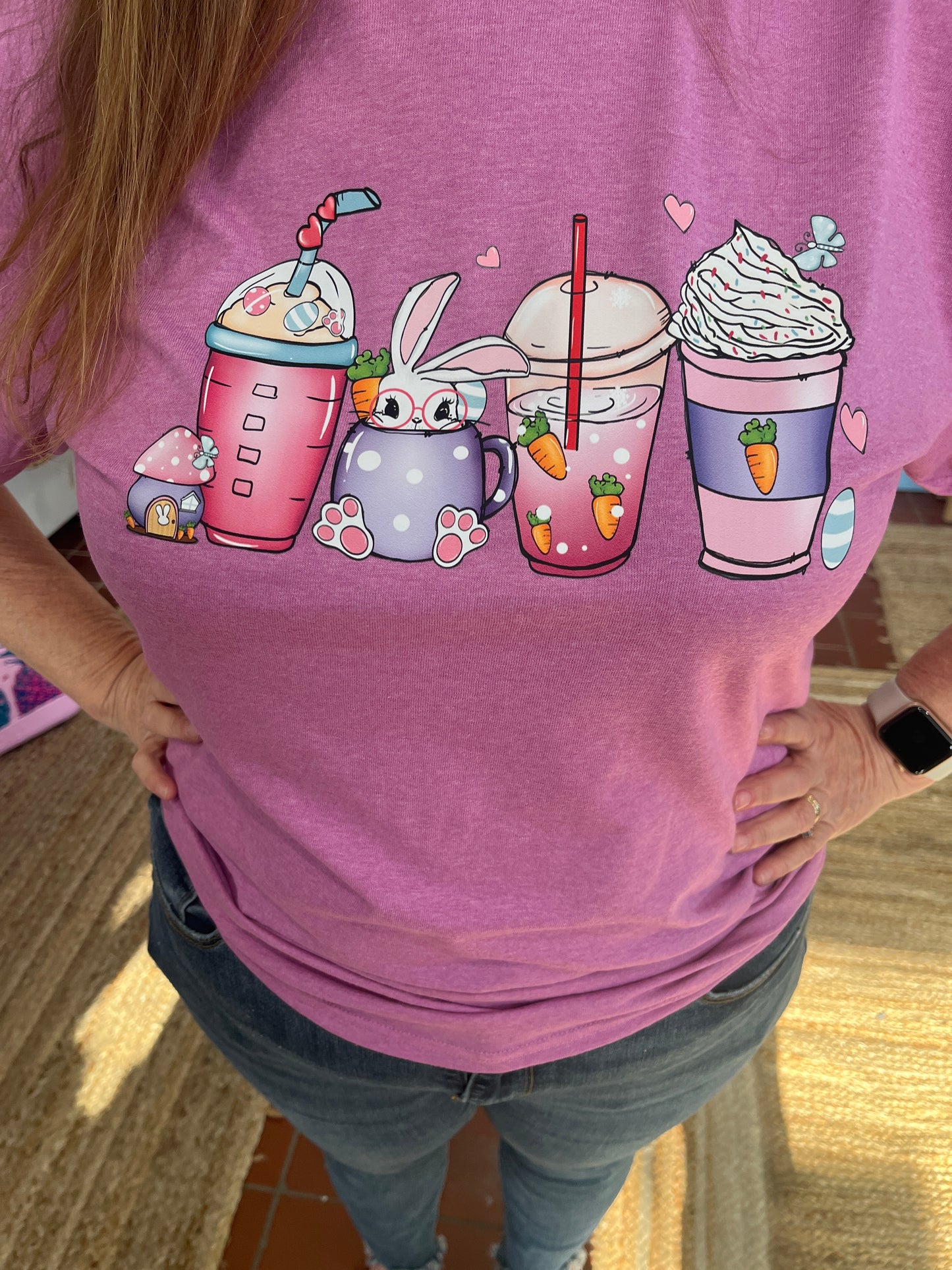 Plus Size Easter Bunny Cups Graphic T