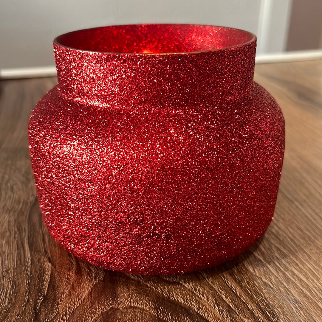 19 oz Capri Blue Volcano Scent. Red Glitter Jar