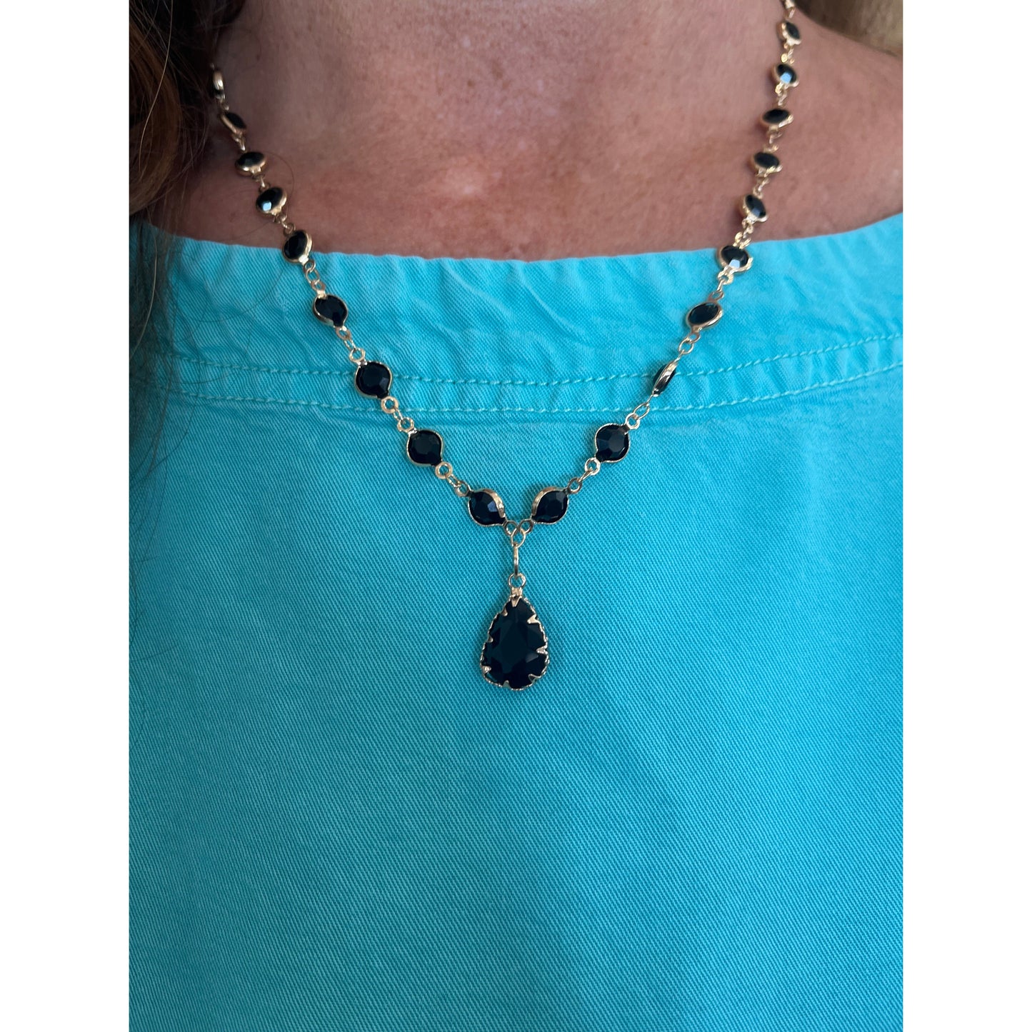20" Black and Gold Necklace with Pendant