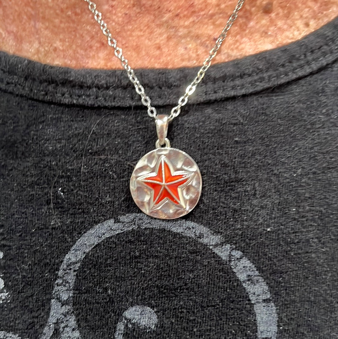 Red Starfish Pendant Necklace