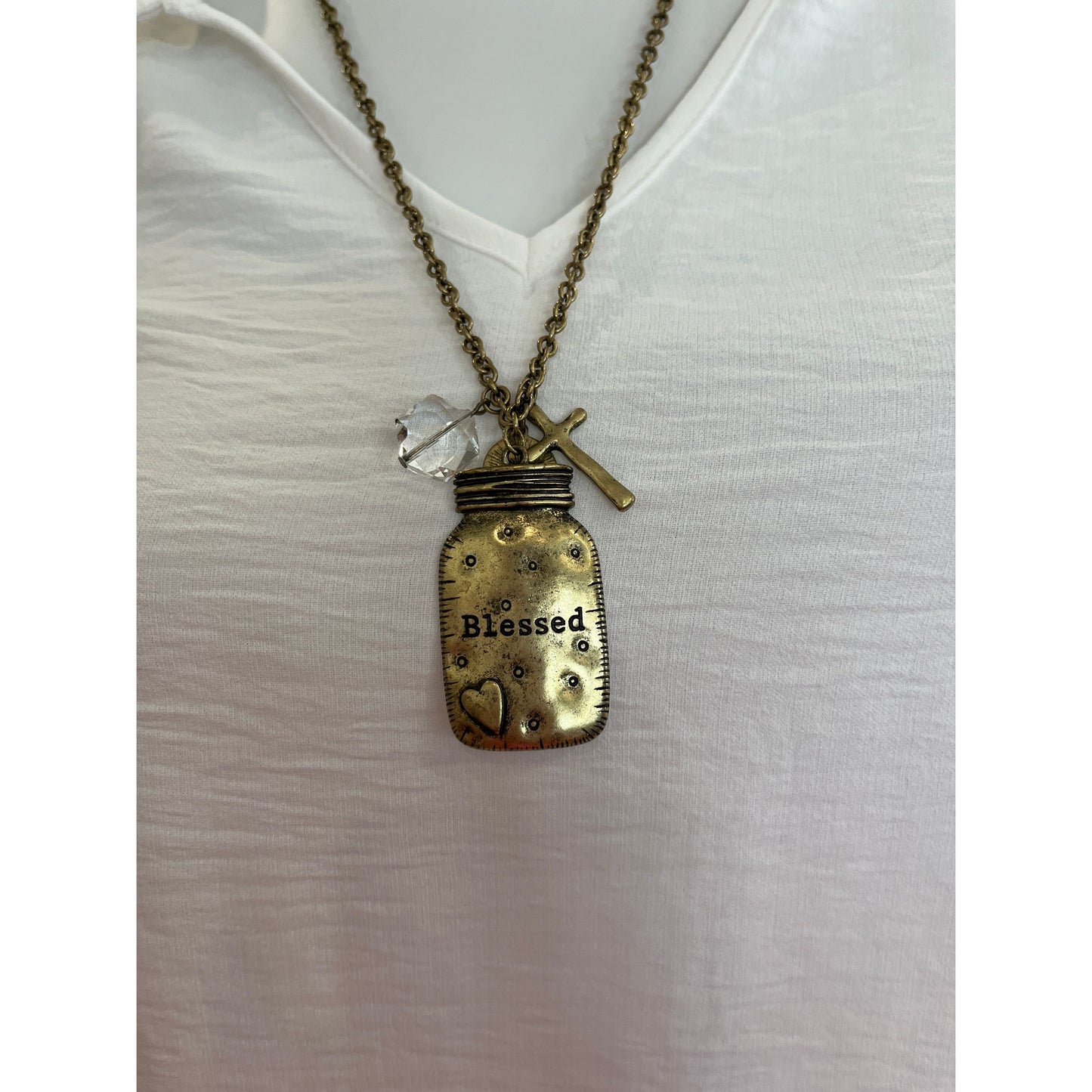 28" Mason Jar "Blessed" Necklace