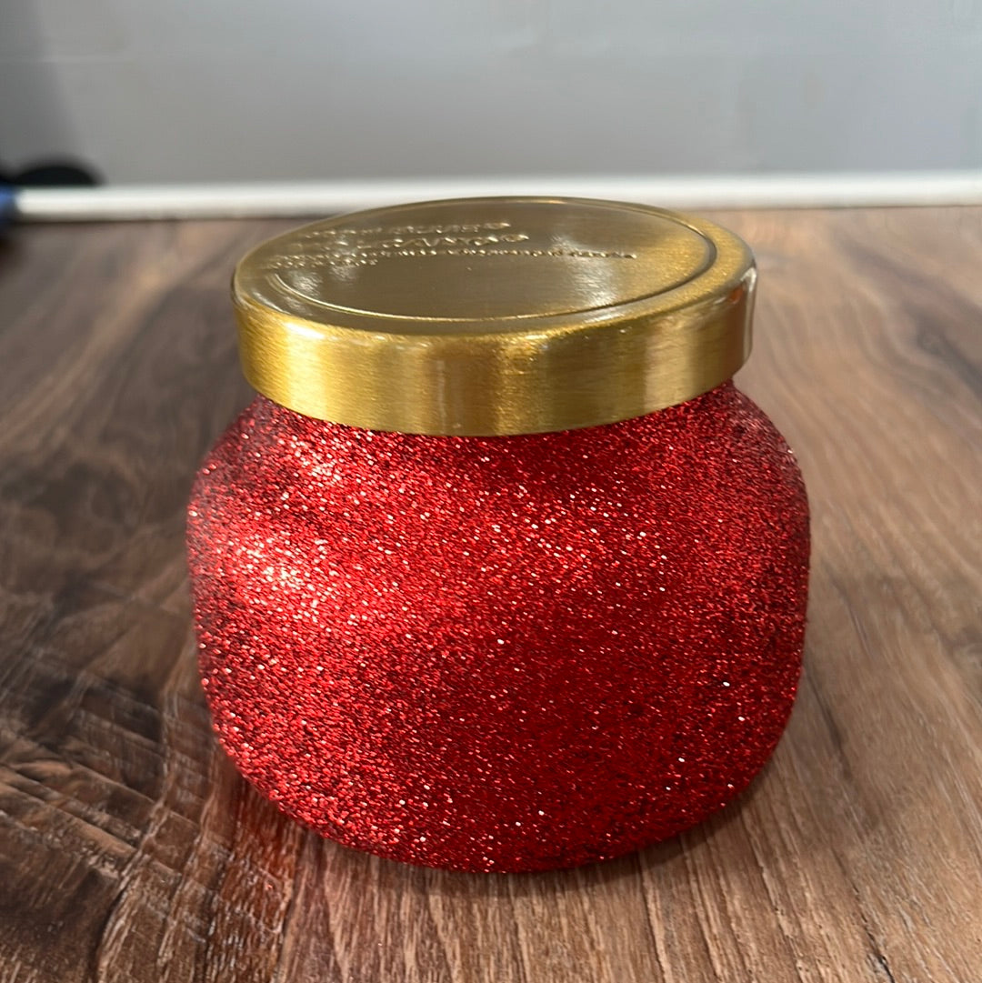 Capri Blue 8 oz. Volcano Scent Candle in Red Glitter Jar