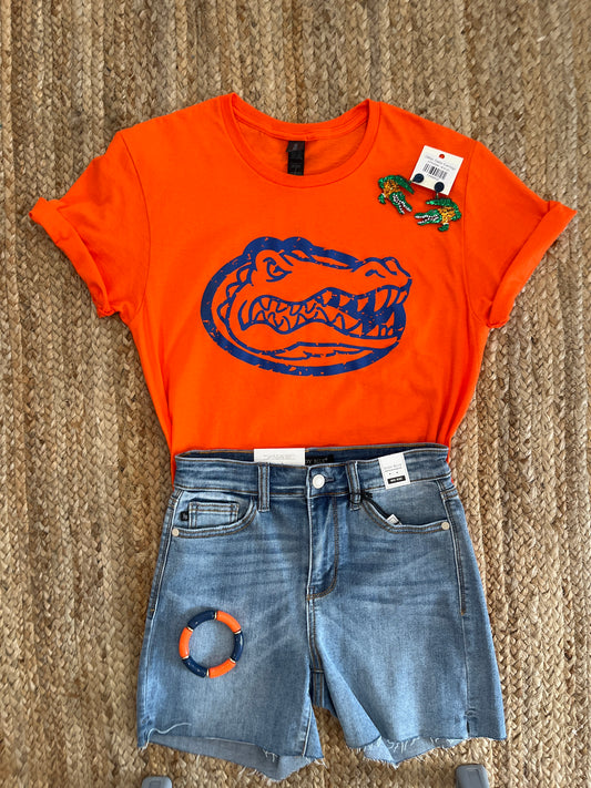 Distressed Gator Head Mascot Tee