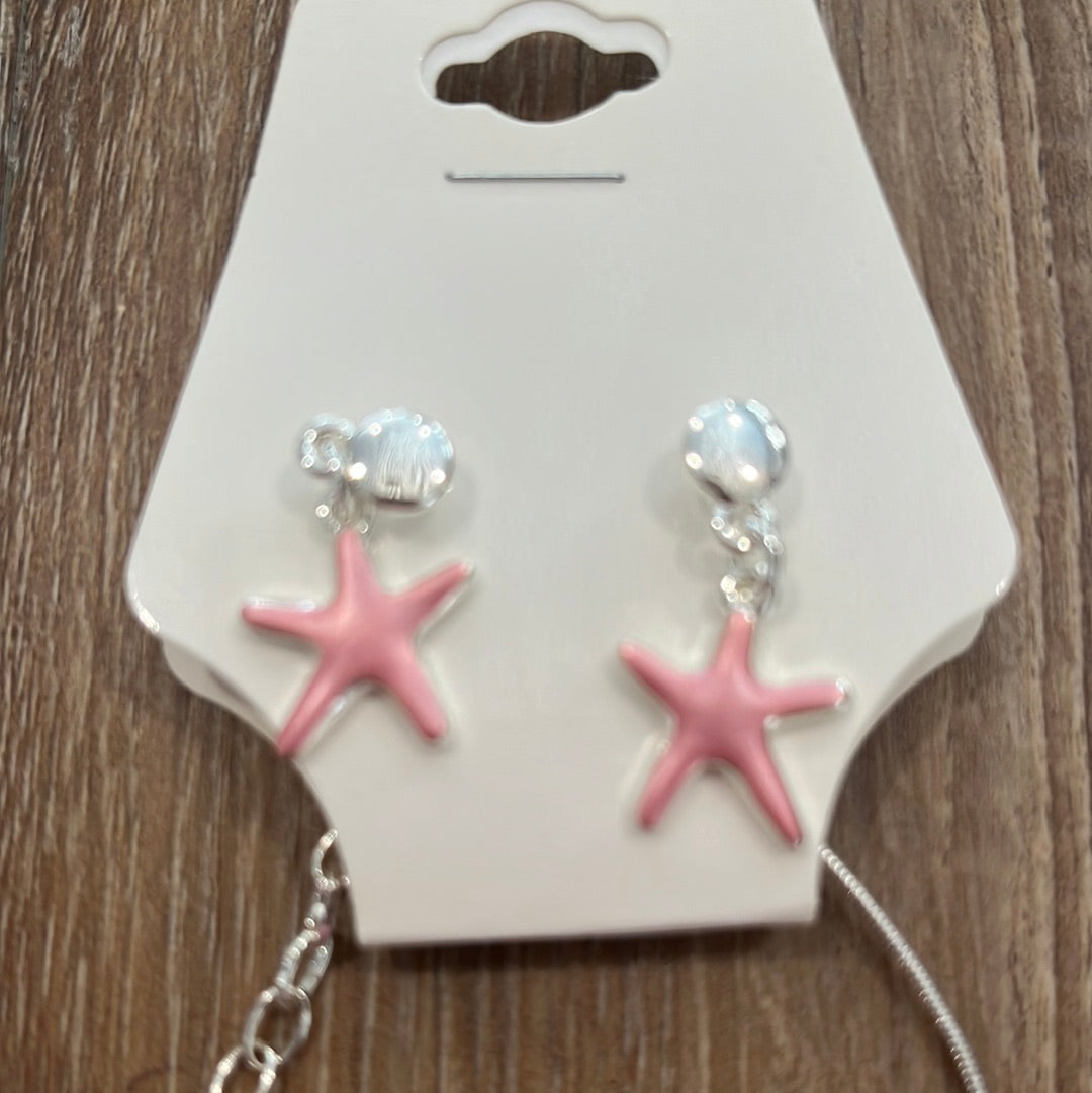 Pink starfish earrings