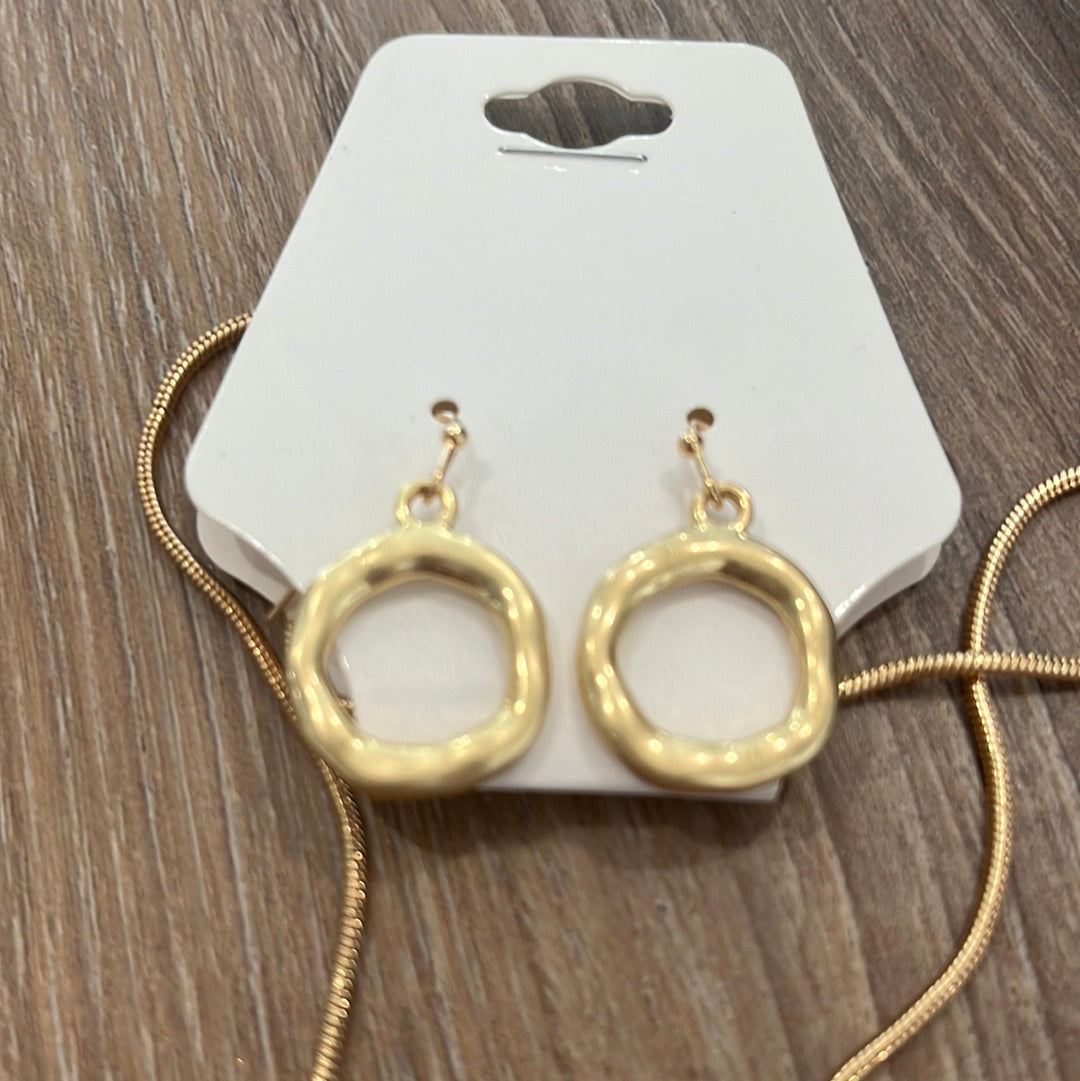 Gold textured hoop dangle earrings