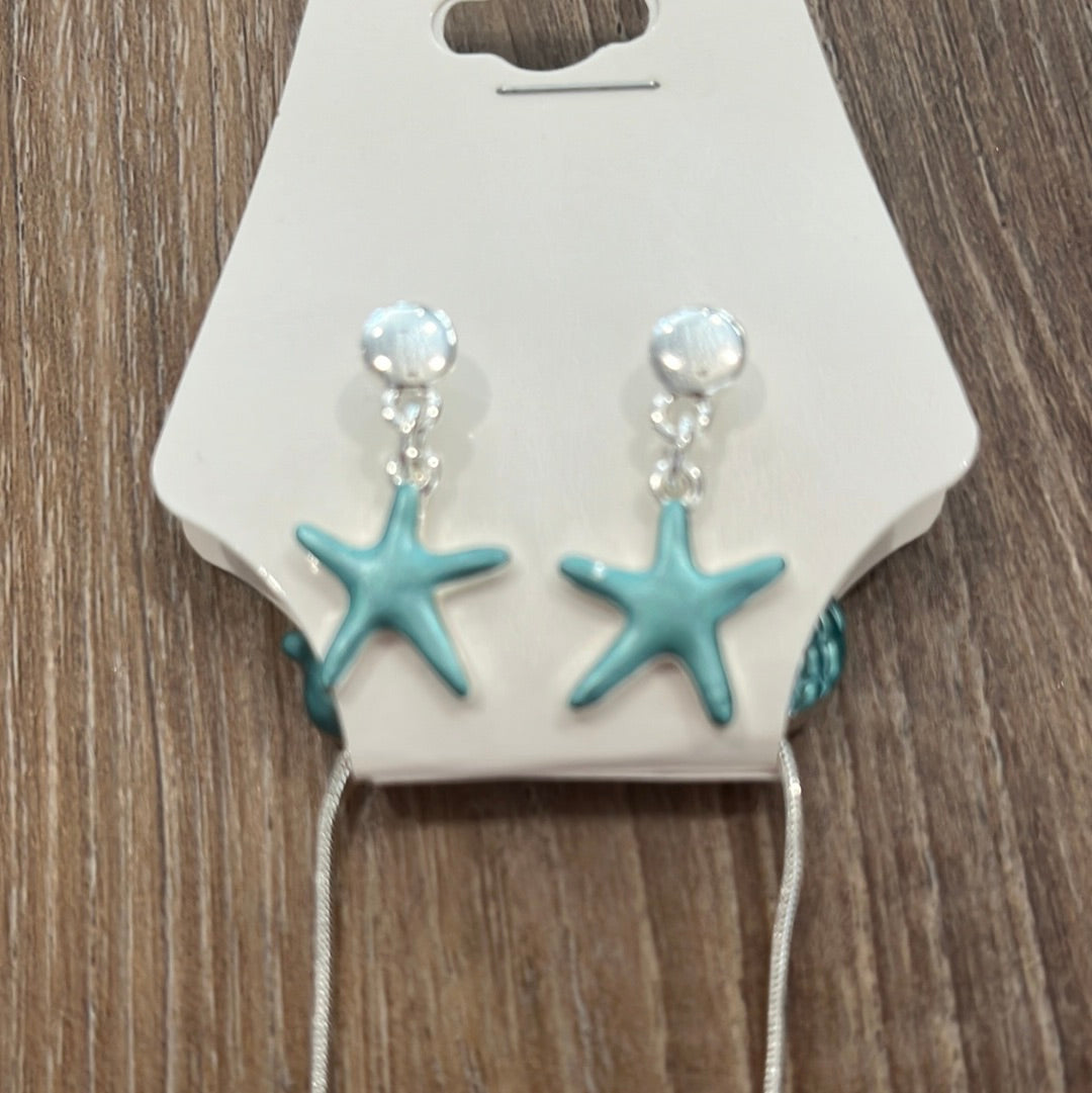 Blue starfish earrings