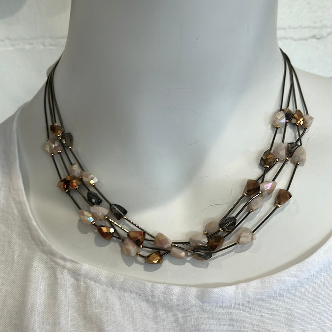 4 strand brown and cream necklace