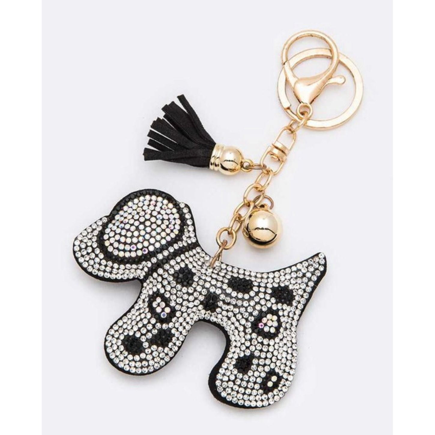 Crystal dog keychain with tassel 3"x2"
