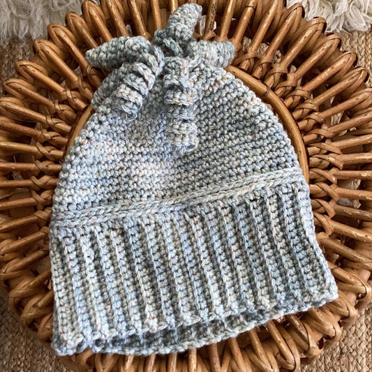 Hand crocheted beanie-Light Blue