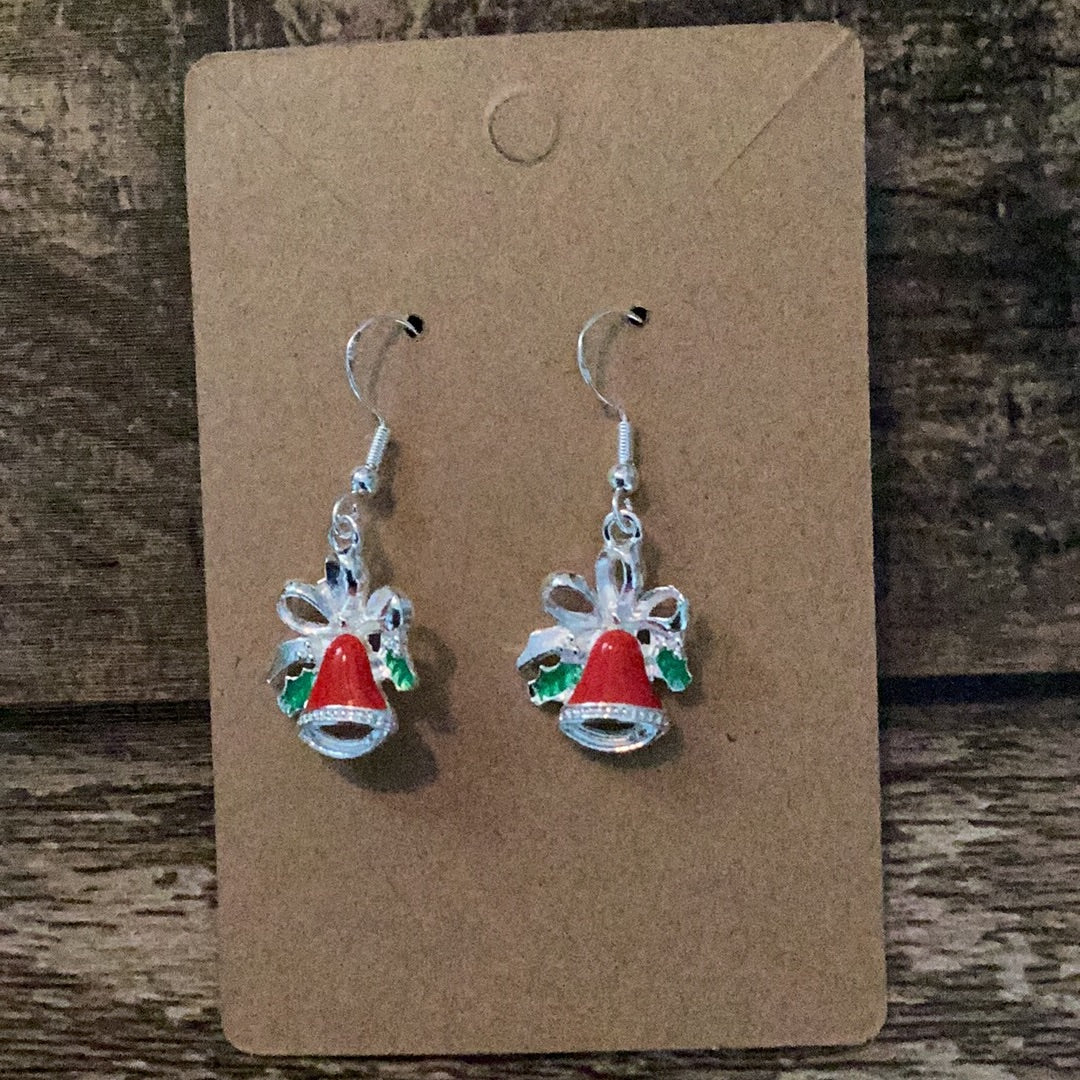 Handcrafted Red Bell Christmas Earrings