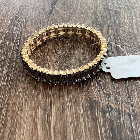 Hematite/Gold rectangle crystal bracelet stretchy