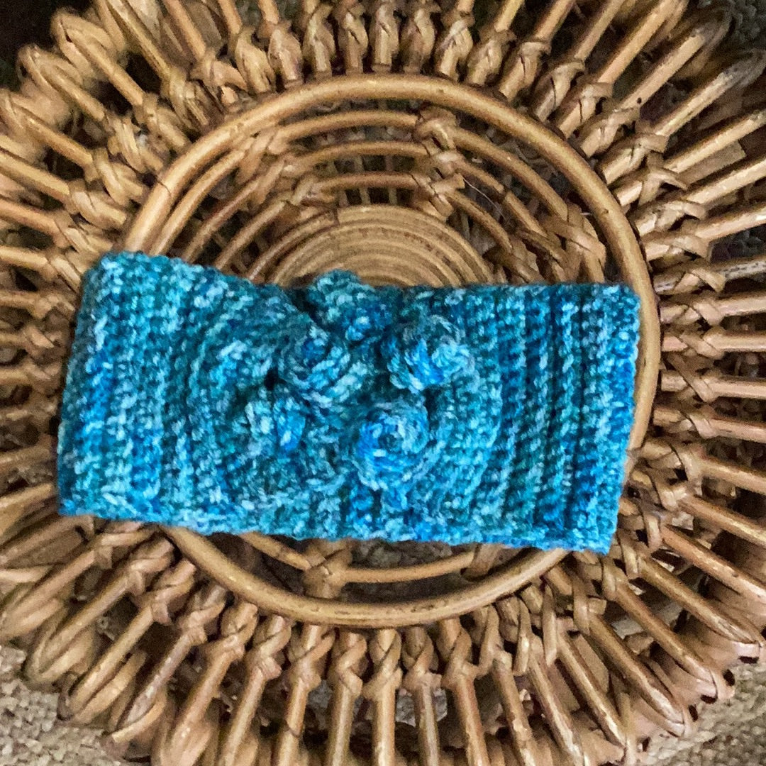 Hand crocheted headband-Teal