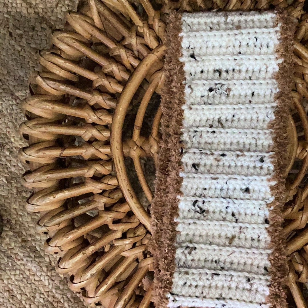 Hand crocheted headband-Tan with camel lining