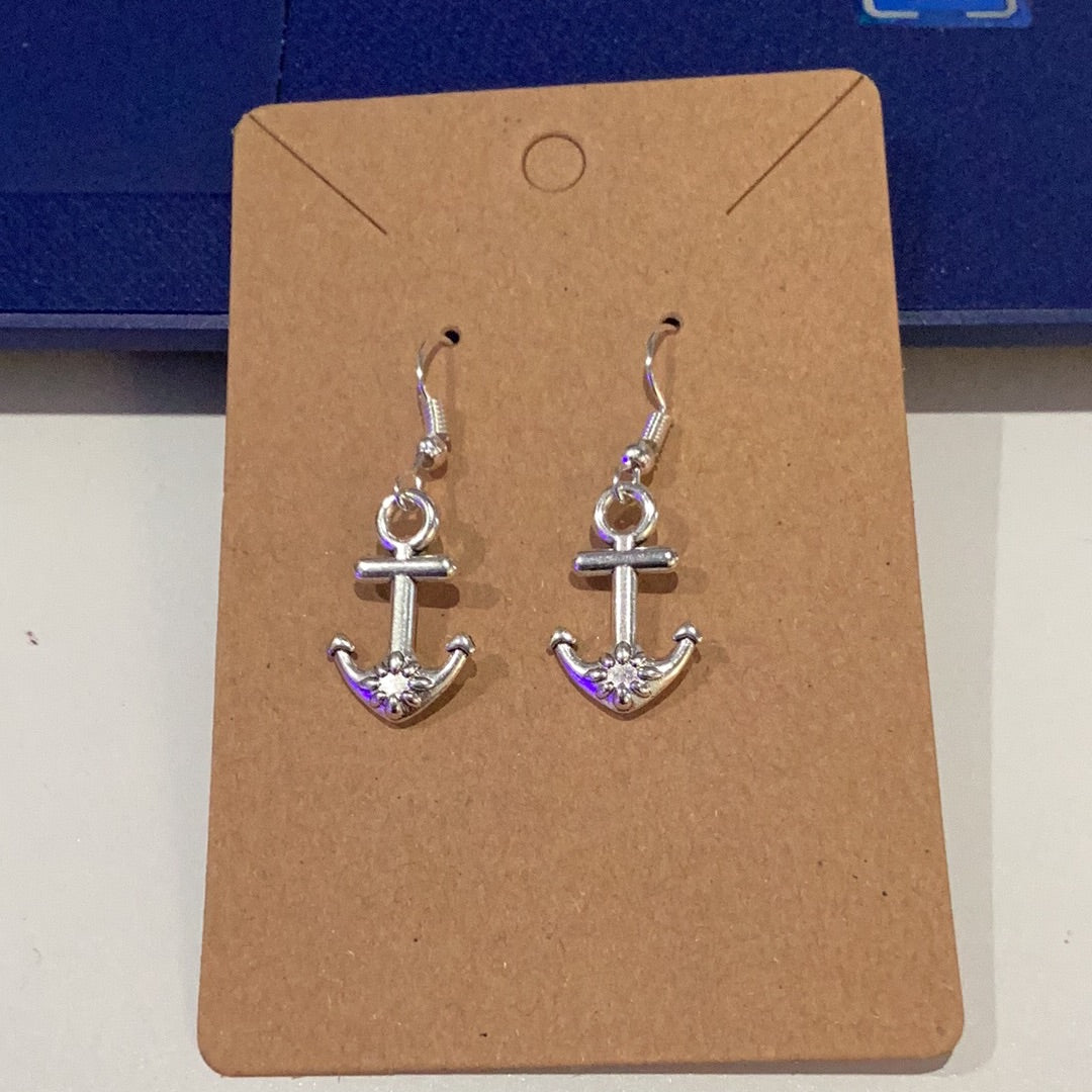 Hand crafted small anchor earrings