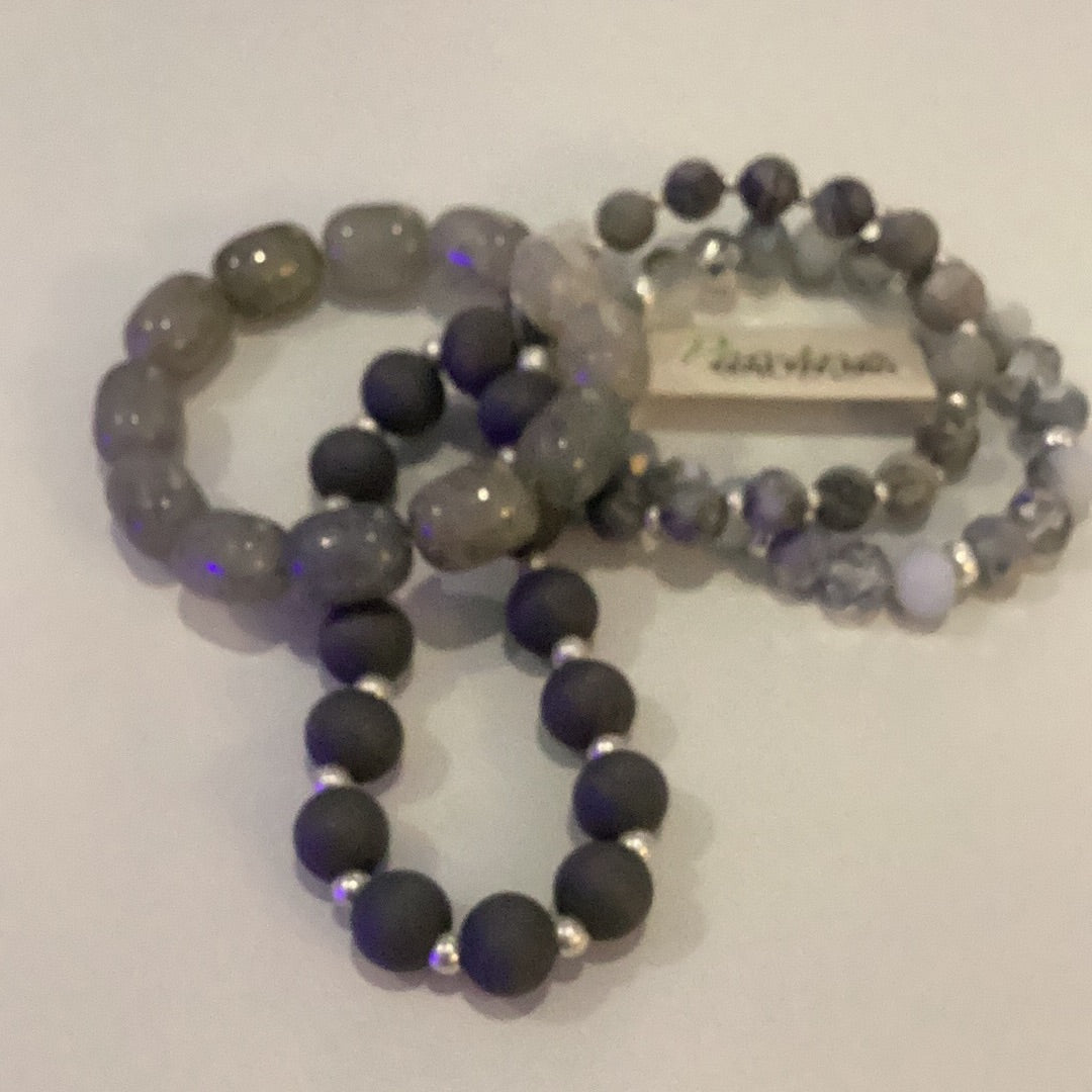 4 count bracelet set-dark grays and light grays
